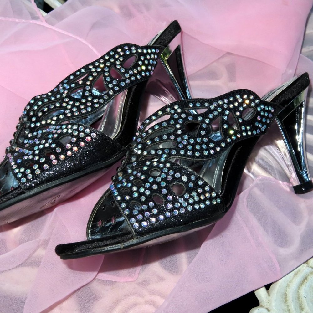 Slide In Heels • Open Toe • Open Back • Rhinestones!